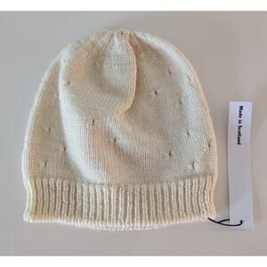 Molly Goddard Cream One Size Wool Lace Hole Beanie NEW!